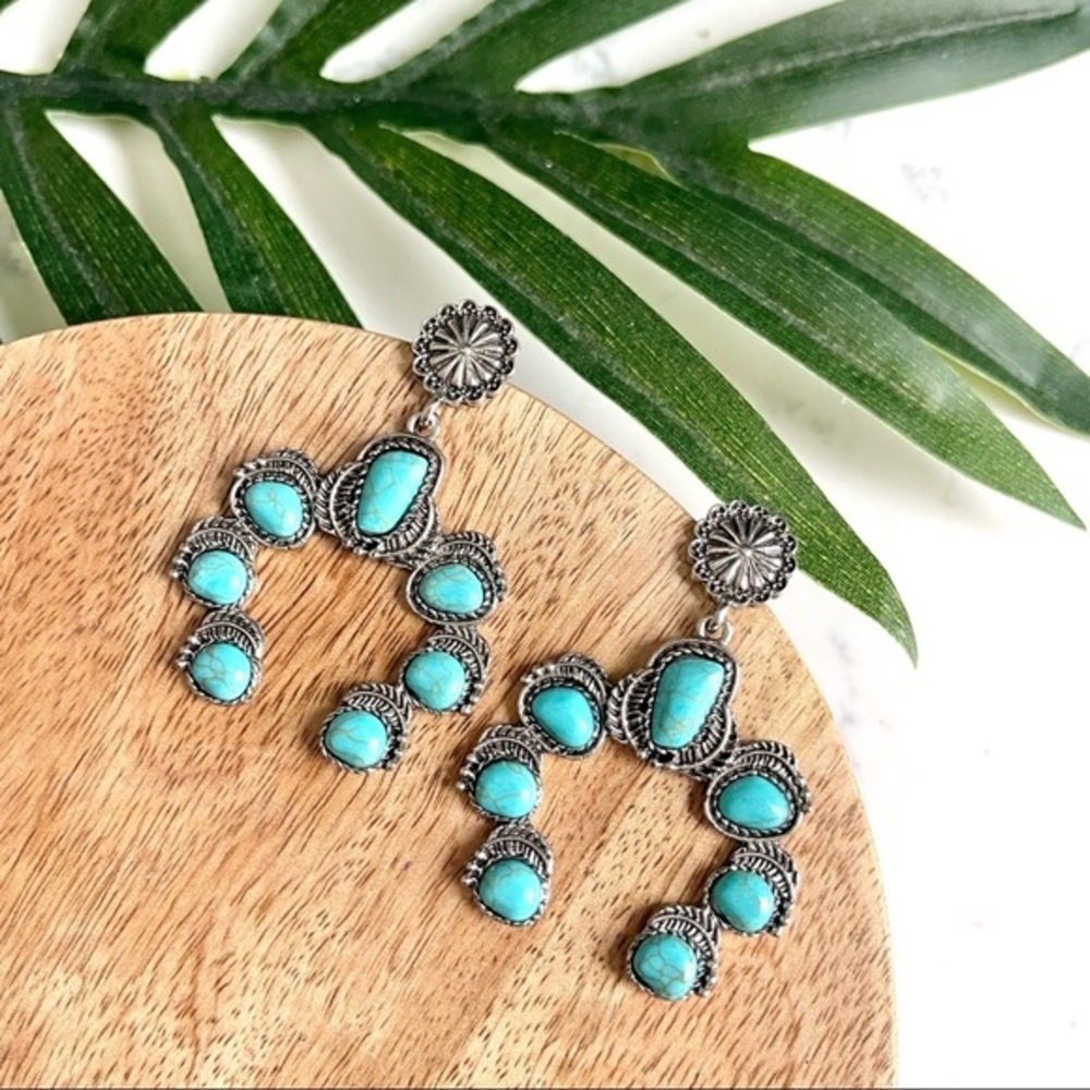 Turquoise Silver Statement Earrings